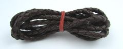 Braided leather cord brown