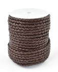 Braided leather cord brown 4mm/ roll 25m