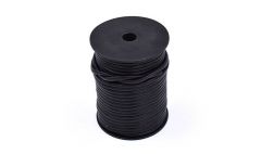 Leather strip round black 4mm /roll 25m
