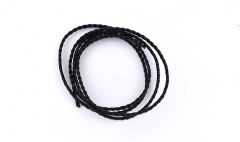 Cordón de Cuero Trenzado Premium - Negro 5mm / 1m 