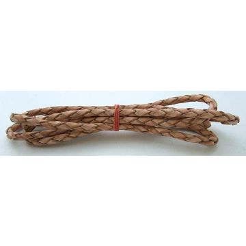 Braided leather cord natural 4mm/ 1m