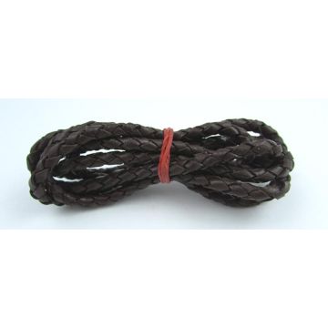 Braided leather cord brown
