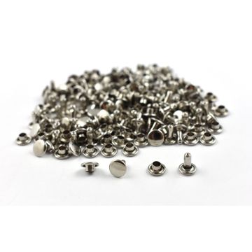 Double Cap Rivet - Nickel 7x7mm / 100pcs