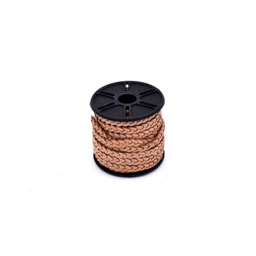 Flat braided leather brown 3mm - 5m